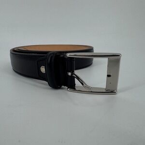 The Bridge Black Genuine Leather Belt Made in Italy Solid Brass Buckle 110-125